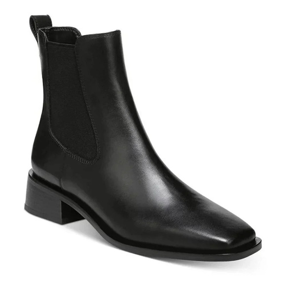 Sam Edelman Thelma Black Leather Square Toe Chelsea Boots 9 - Picture 1 of 9